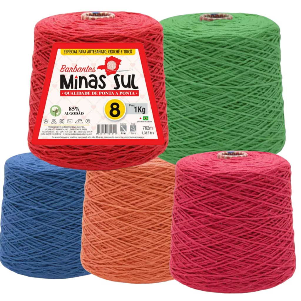 Kit Barbantes Minas Sul 5 Un Fio N°8 - 1KG CADA (5KG Total) Especial * Super Oferta *