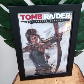 Quadro decorativo com moldura e vidro Tomb Raider pôster gamer geek