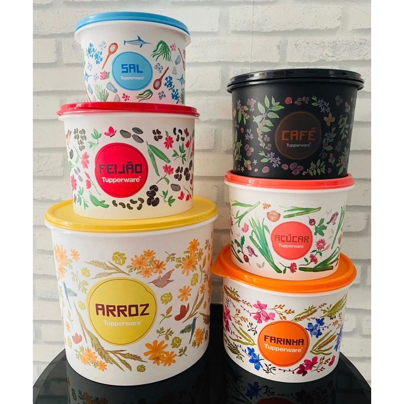 Kit Mantimentos Tupperware Floral linha completa 6 peças | Shopee Brasil