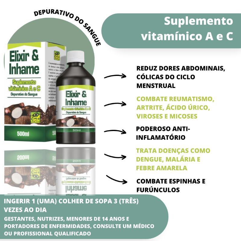 Elixir e Inhame 500ml Depurativo do Sangue Shopee Brasil