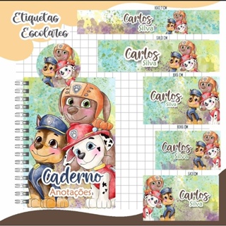 Combo Patrulha Canina 2023 - Agenda 16x22cm + Etiquetas Personalizadas