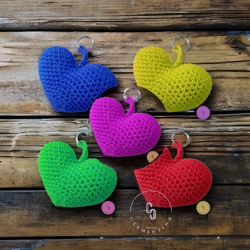 Kit 5 Chaveiros Coração Amigurumi Shopee Brasil