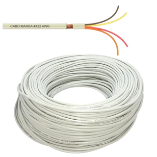 Cabo Manga 10 Metros 4 Vias 22 AWG (4x22AWG) para Automação Comercial e Iluminação de Piscinas LED RGB