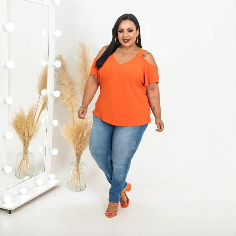 BLUSA PLUS SIZE CIGANA ALÇA LARGA TEÇIDO DUNA Shopee Brasil - Main Image