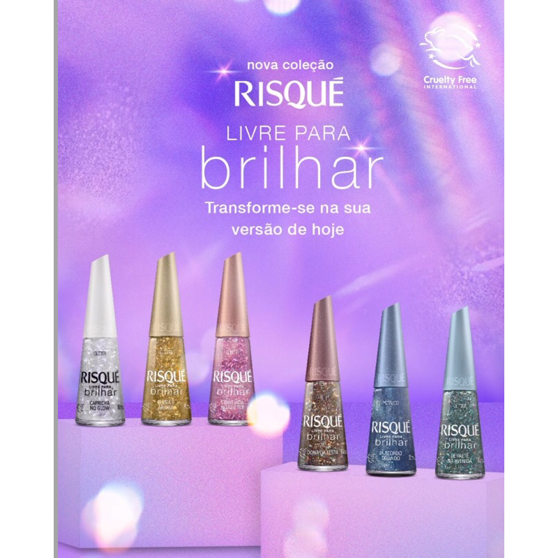 Kit Esmaltes Risqué Livre para Brilhar com 6 Cores - Lançamento ...