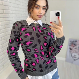 Blusa de frio animal print moda 2023