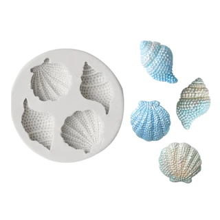 Molde de Silicone Conchas Peroladas - Tema Fundo do Mar para Artesanato e Confeitaria