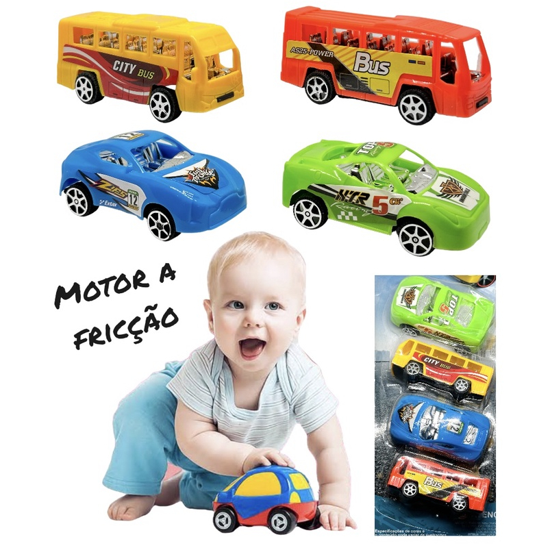 Carrinhos de Fricção Kit Com 4 Carrinhos Brinquedo Infantil Para Menino ...