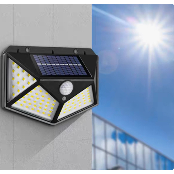 Luminária Solar 100 Led Com Sensor Para Jardim Externa Prova D'água Luz
