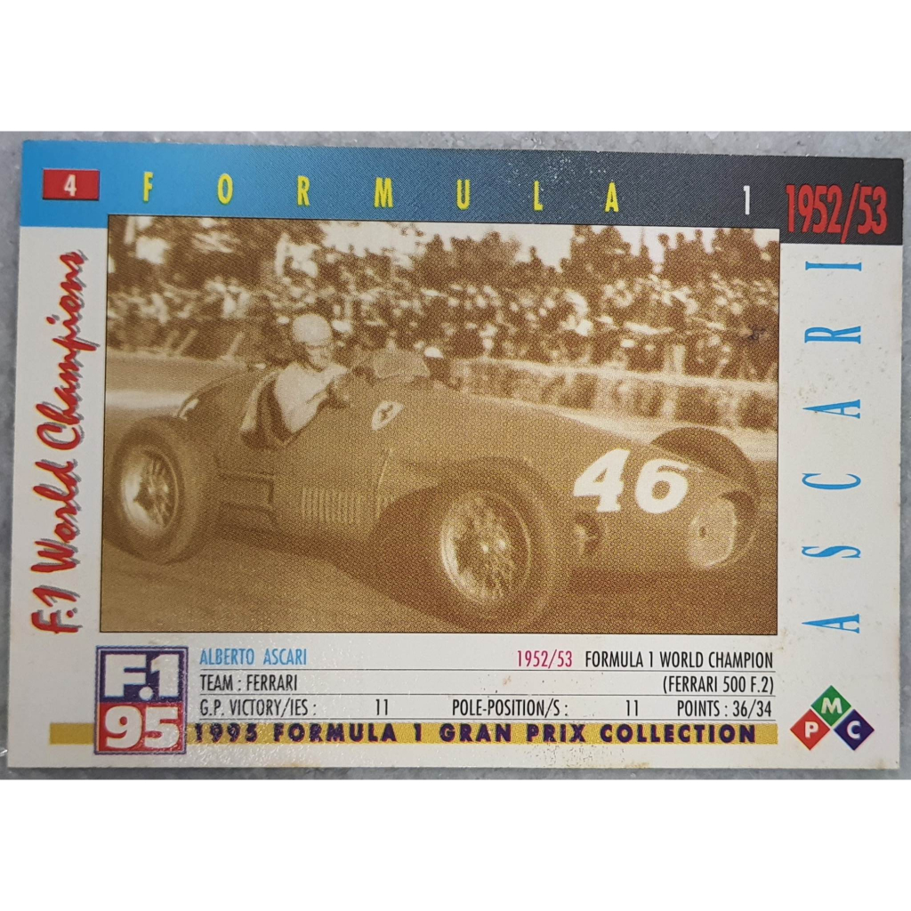 Card Formula 1 Ferrari 500 1952 F1 PMC #4 Ascari | Shopee Brasil