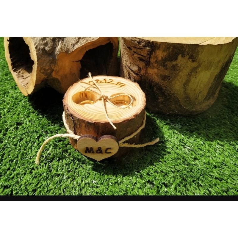 porta aliança rústico madeira casamento