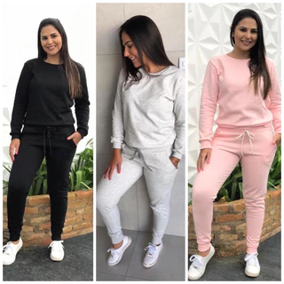 Conjunto ou Avulso Blusa e Calça de Frio Moletom Flanelado Feminino Algodão Promoção P ao G1 36 ao 48