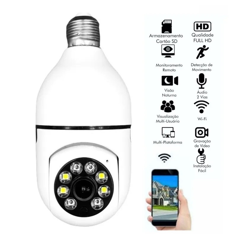 Mini IP Câmera Wifi Sem Fio Visão Noturna Microfone Auto Falante Acesso Remoto Aplicativo