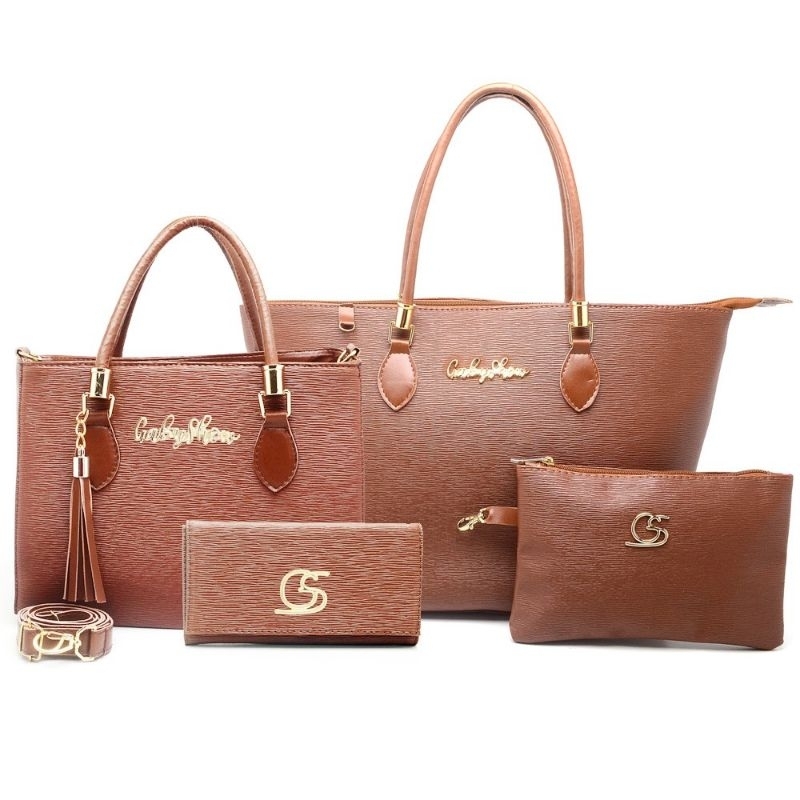 Kit Bolsas Feminina Anjik Média + Sacola + Necessaire + Carteira