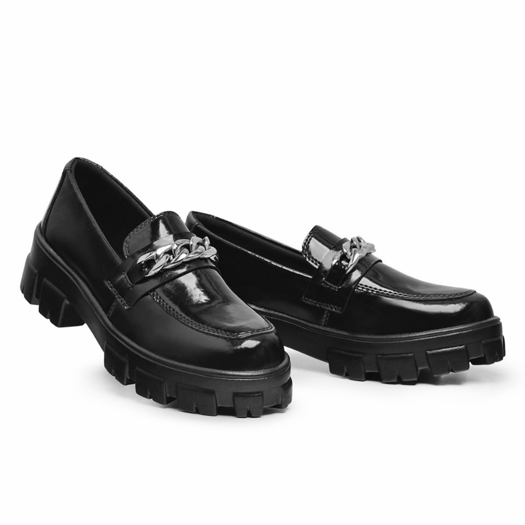 Mocassim slip-on tratorado tendencia verniz