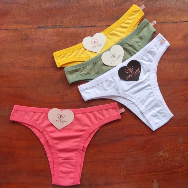 Kit 3 Calcinhas Corpo Colado 100% Algodao Confortavel Modelo Sônia