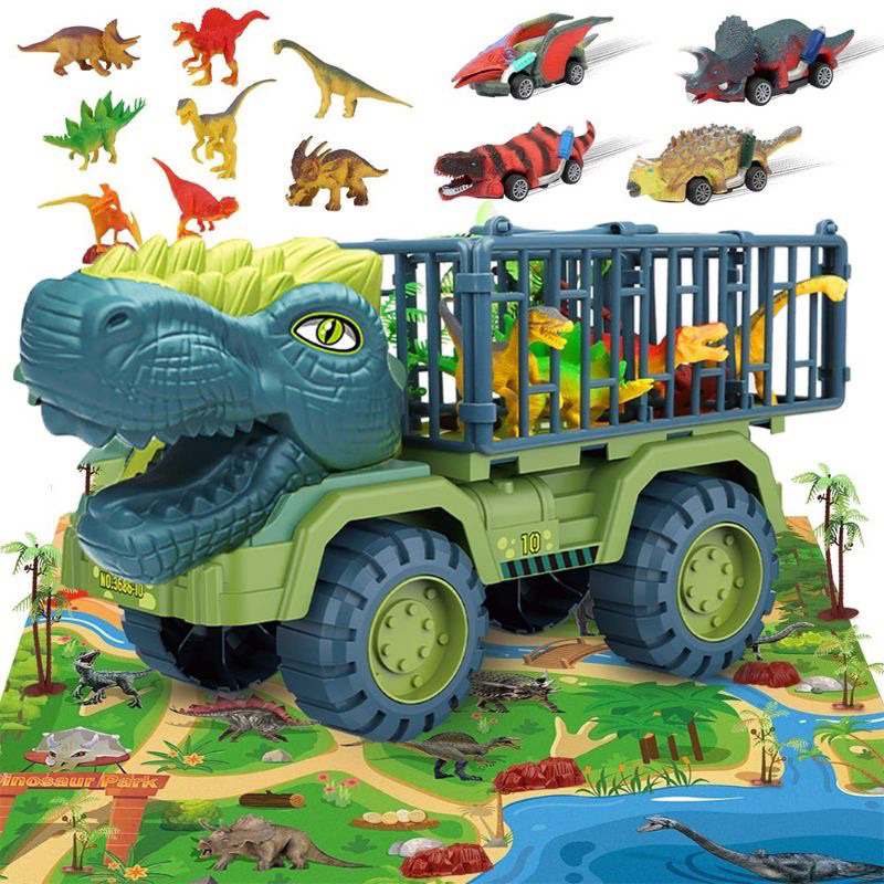 Brinquedos de Dinossauro, 260 Pcs Dinossauro Carro Corrida De Brinquedo com  3 Carros Veículo, 7 Dinossauros e 2 Cabeça de Dinossauro, 250 Trilhos  flexíveis playset melhor presente para meninas meninos idade 3