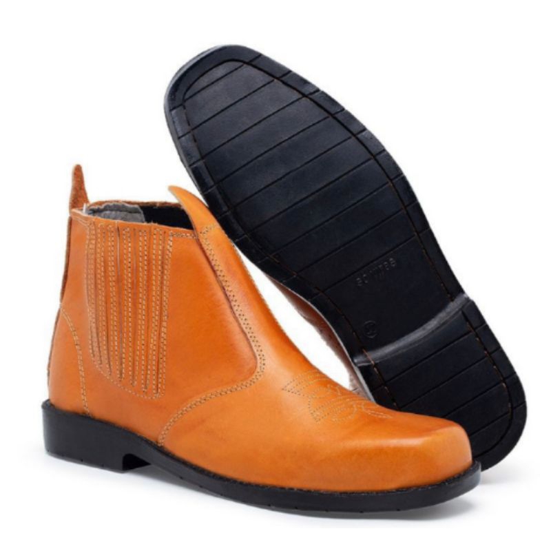 bota botina de rodeio cautry em couro legítimo para trabalho pneu ...