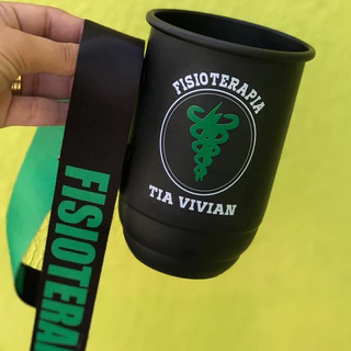 Caneca alumínio - FISIOTERAPIA - Temos a melhor pegada, analisamos os etc... + tirante