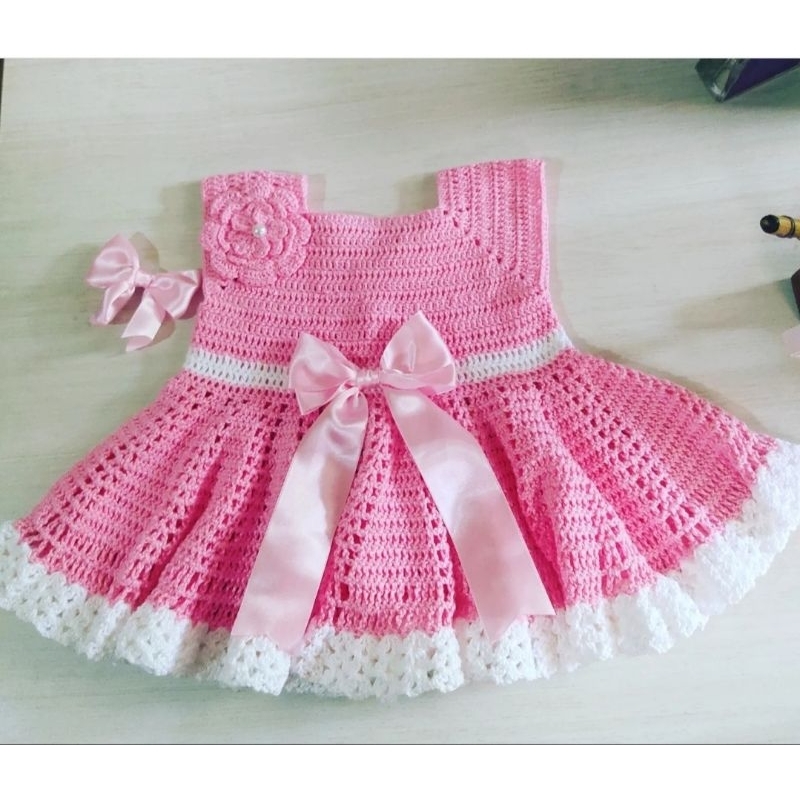 Vestido de croche para bebe 2024 3 meses