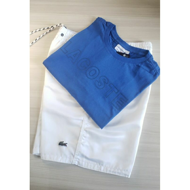 Kit Bermuda Tactel Camisa Algodão Camiseta Moda Short Masculino