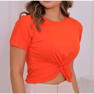 Trendyol Collection Blusa Cropped Tricot Trendyol Textura Laranja 