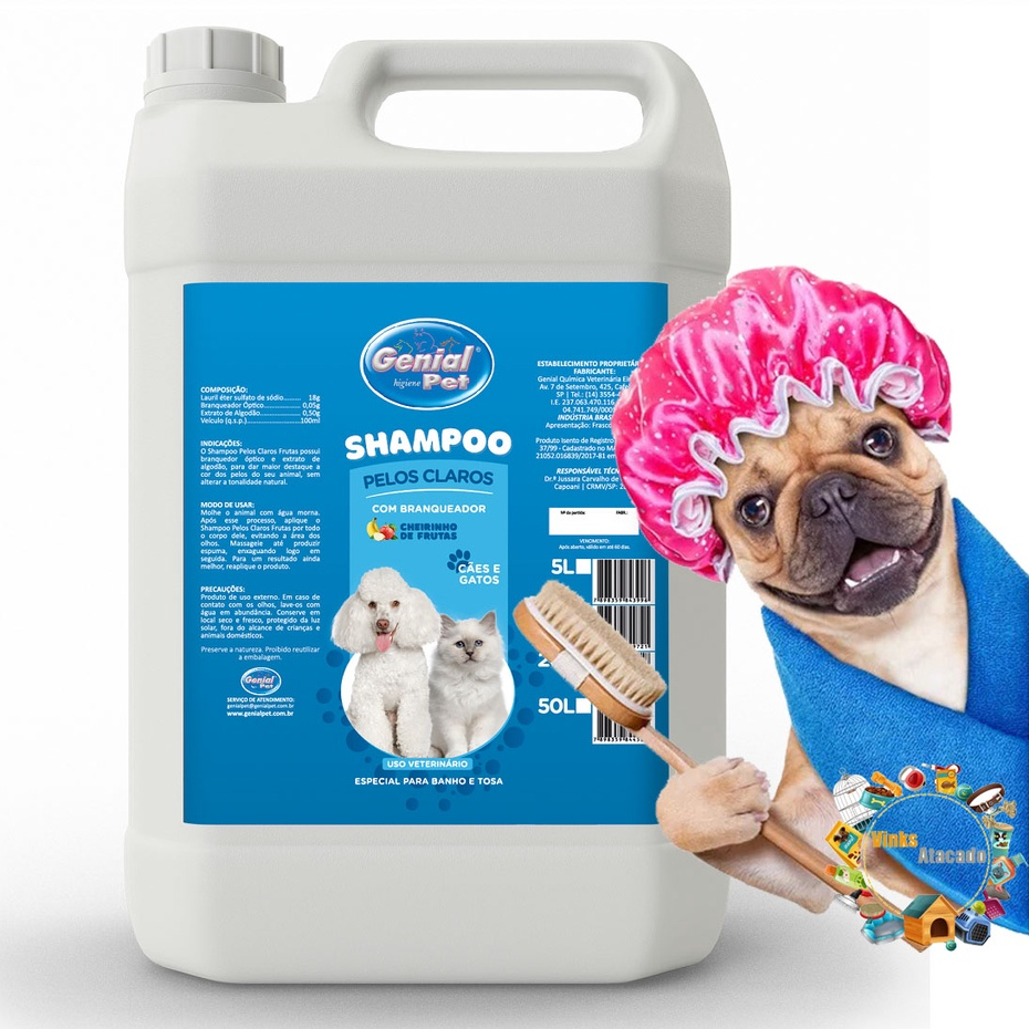 Shampoo Branqueador Todos os Pelos Para Cachorro Caes Gatos Cheirinho