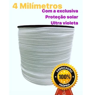 Rolo de Corda Premium Trançada de Varal branca 4 milímetros com proteção solar