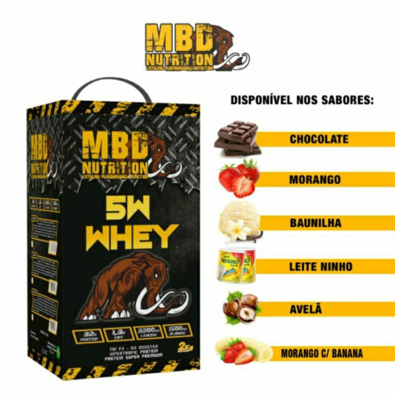 Suplemento Whey Protein 5w MBD Nutrition 2kg Proteína concentrada isolada(Envio imediato)