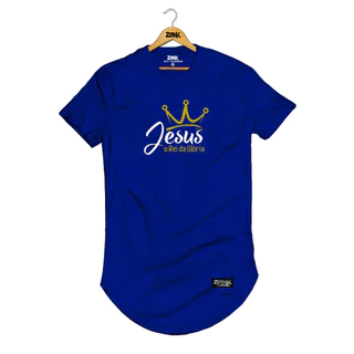 Camiseta Camisa Longline Masculina Rei Jesus Coroa Igreja Algodao