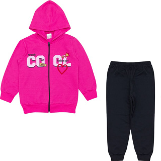 Conjunto Menina Moletom e Plush Casaco Calça Conjunto de frio Menina 1 ao 10