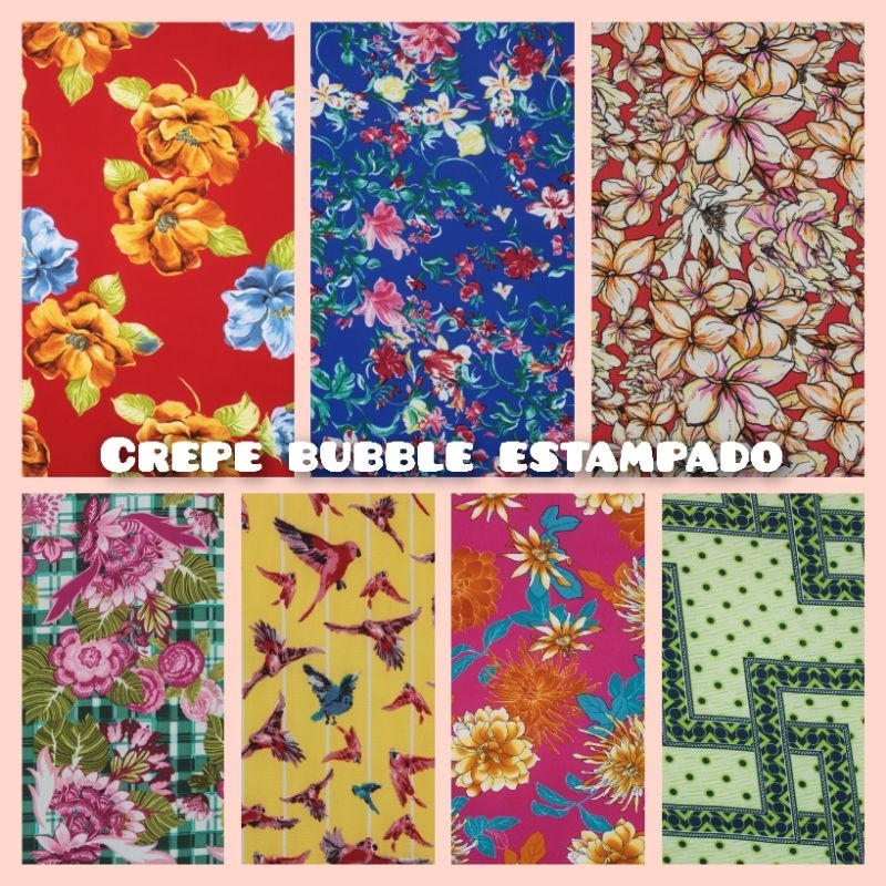 Tecido crepe bubble estampado – 1mt x 1,50mt.
