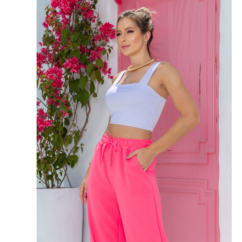 Calça Pantalona Feminina - Tecido que não amassa - Várias Cores ...