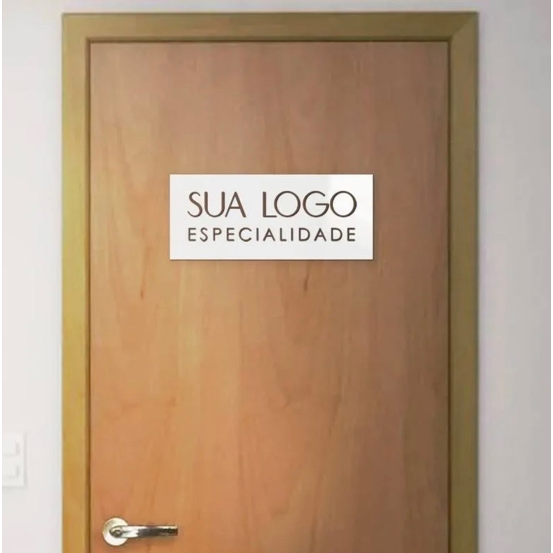 Placa de Porta Personalizada Consultório Clínica Salão de Estética Beleza Empresa Comércio com seu Logotipo