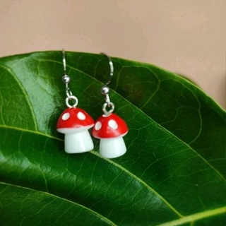 Colar de Miçangas e Brinco de Cogumelo (Mushroom beaded necklace earrings)  