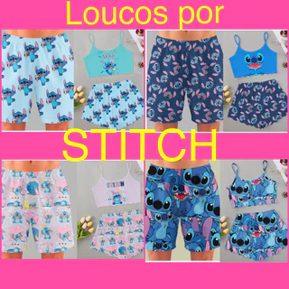 pijama casal Loucos por Stitch baby doll roupa dormir