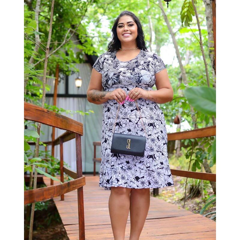 Vestido Plus Size Soltinho de Malha Liganete Barato | Shopee Brasil