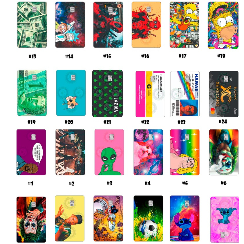 Adesivos para Cartão - DIVERSOS - MEMES, ENGRAÇADOS, XERECARD, MC LOVIN, JULIOS, TODO MUNDO ODEIA O CHRIS - Películas para cartão de debito e credito - QUALIDADE PREMIUM