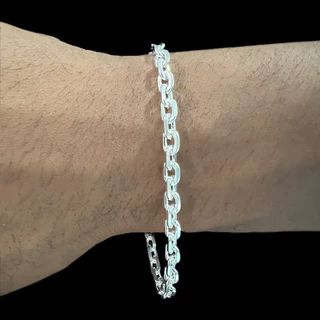 Pulseira Masculino Cadeado 5mm Banhado A Prata 925