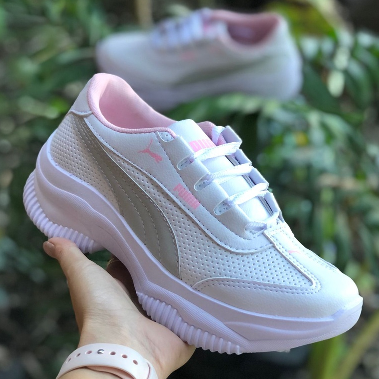 Tenis branco best sale feminino sola alta