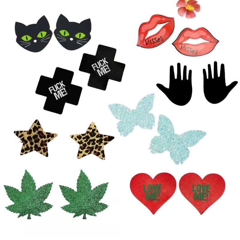 Par de adesivos nipple para seios carnaval pasties proteção íntima enfeites mamilos vários modelos