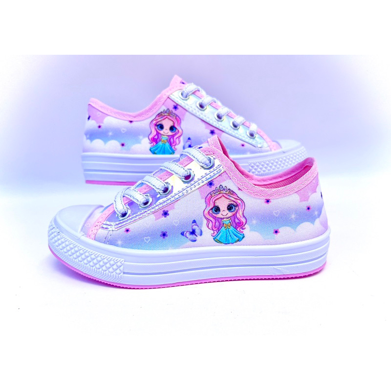 Tênis Infantil Menina Personagem Princesa Rosa com Brilho Multicolor Escolar Urbano Presente Menina Barato Confortável