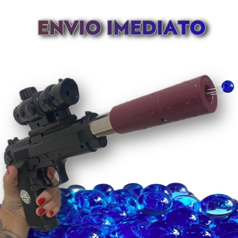 Brinquedo Arma De Gel Pistola Automatica Oculos Brilha Escuro