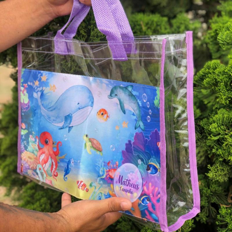 kit 40 Un 30 mochila Lily transparente com bolso 10 sacola praia bolsas ...