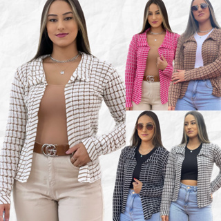 Blazer Feminino Alfaiataria Acinturado Botões Social Roupa Feminina