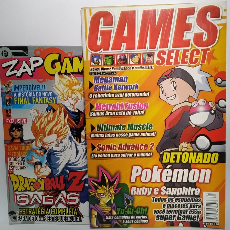 Revista de Video Game - Zap Games e Select 1 / Detonado Pokemon Saphire Megaman Dragon Ball Yu Gi Oh Digimon Sonic anime mangá