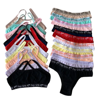 KIT Com 8 Conjuntos de Lingerie Sem Bojo Paty Grife Em algodão Atacado