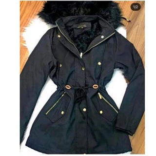 Jaqueta parka best sale feminina preta