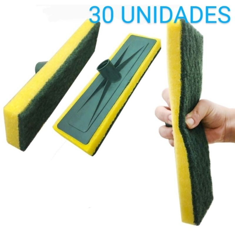 30 Esponja Limpa Piso e Azulejo Mop Limpeza Pesada ** SEM CABO **