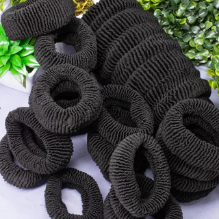 Kit 24 Elástico Xuxinhas Rabicós de Cabelo Tamanho Grande Preto